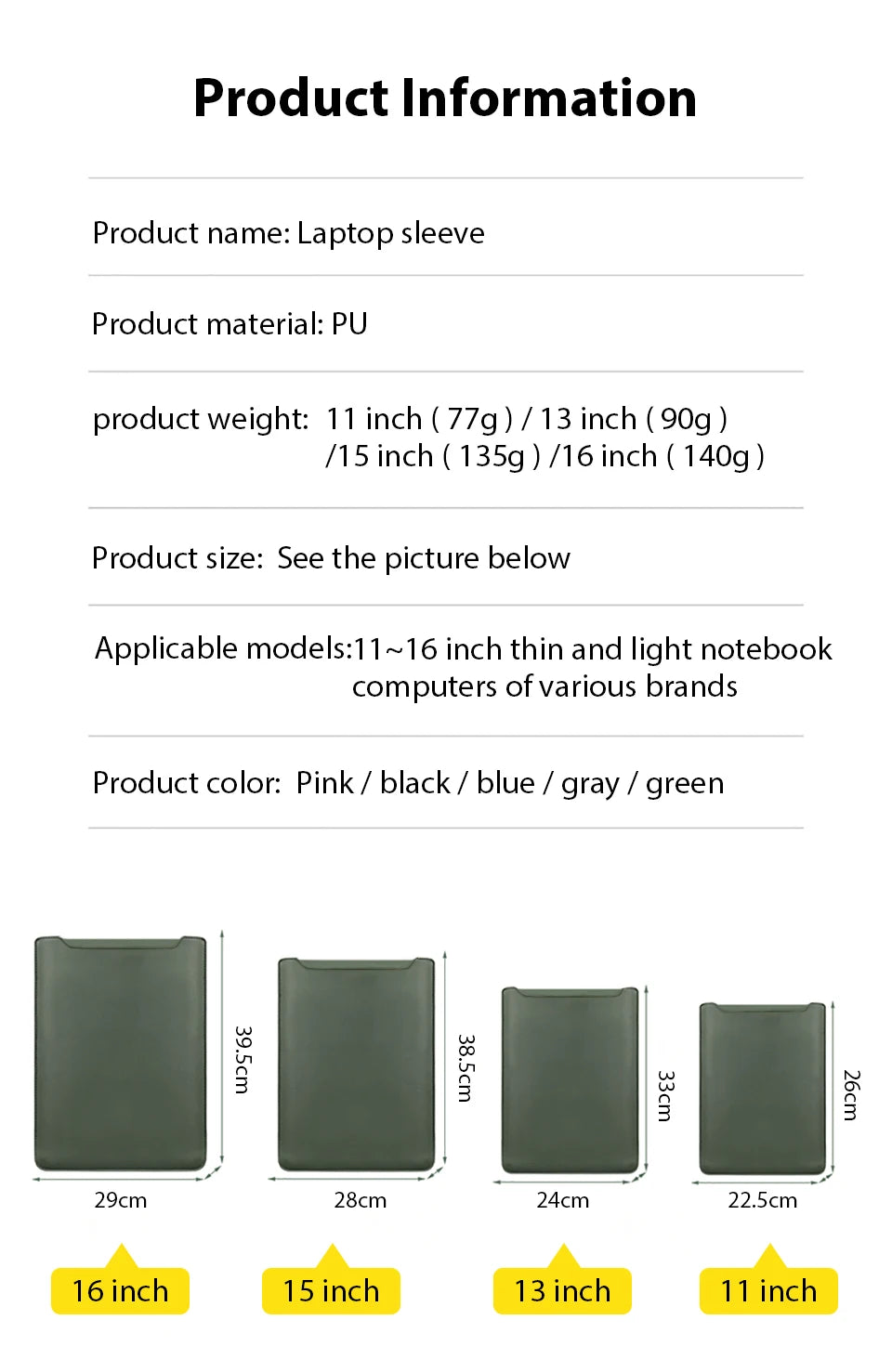 Premium MacBook Sleeve Bag – 11" - 16" - Sleek Protection for Work & Travel