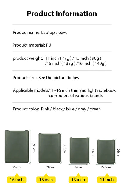 Premium MacBook Sleeve Bag – 11" - 16" - Sleek Protection for Work & Travel