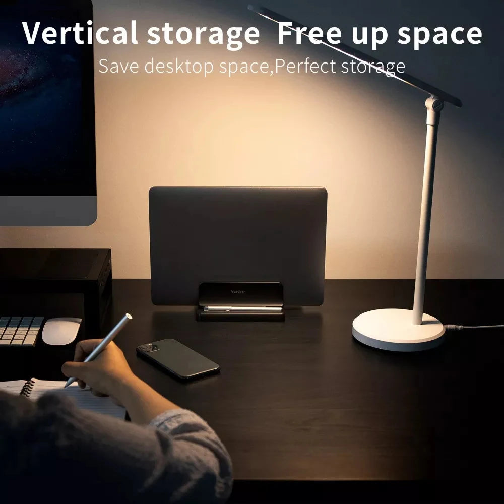 Adjustable Vertical Laptop Stand. 3-in-1 Space-Saving Holder for Laptops, Tablets & Phones