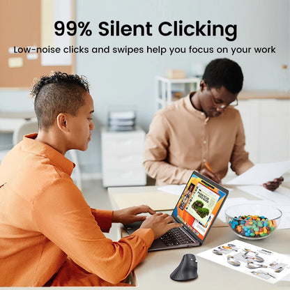 Wireless Ergonomic Vertical Mouse – Bluetooth 5.0 & 2.4G, 4000DPI, Silent Click