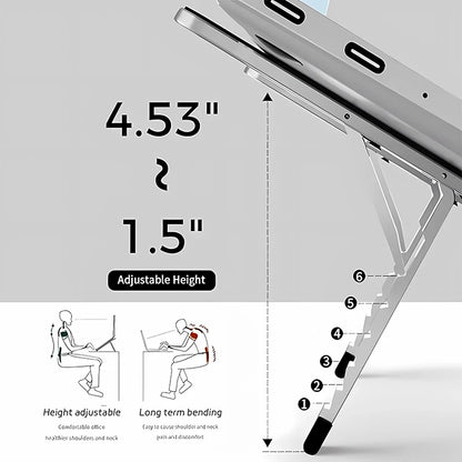 Adjustable Ergonomic Laptop Stand – Foldable, Portable & Sturdy Aluminum Design