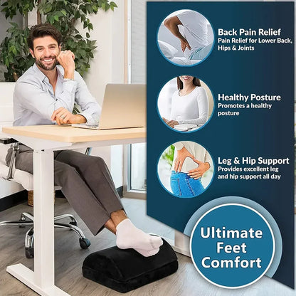 Adjustable Memory Foam Foot Rest – Ergonomic Under-Desk Support for Work, Home & Travel