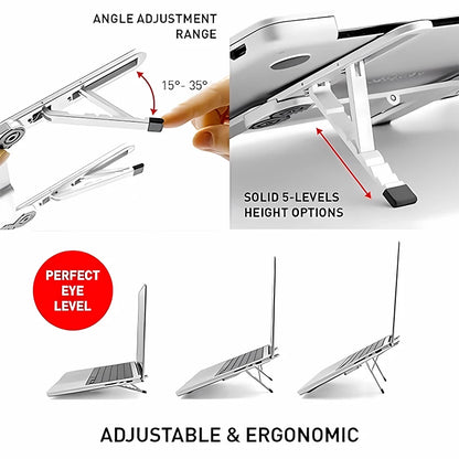 Adjustable Ergonomic Laptop Stand – Foldable, Portable & Sturdy Aluminum Design