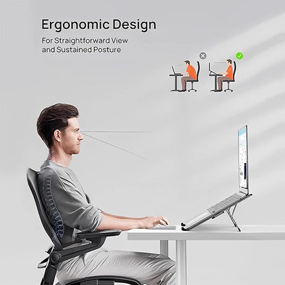 Adjustable Ergonomic Laptop Stand – Foldable, Portable & Sturdy Aluminum Design