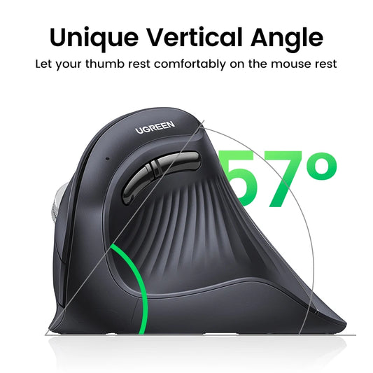 Wireless Ergonomic Vertical Mouse – Bluetooth 5.0 & 2.4G, 4000DPI, Silent Click