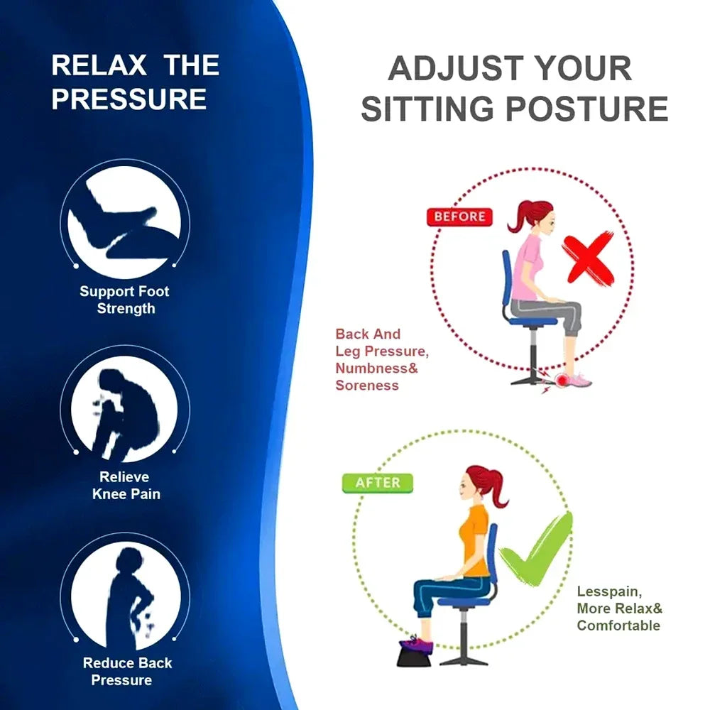 Adjustable Memory Foam Foot Rest – Ergonomic Under-Desk Support for Work, Home & Travel