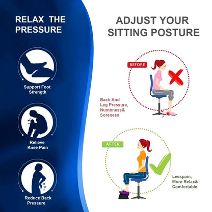 Adjustable Memory Foam Foot Rest – Ergonomic Under-Desk Support for Work, Home & Travel