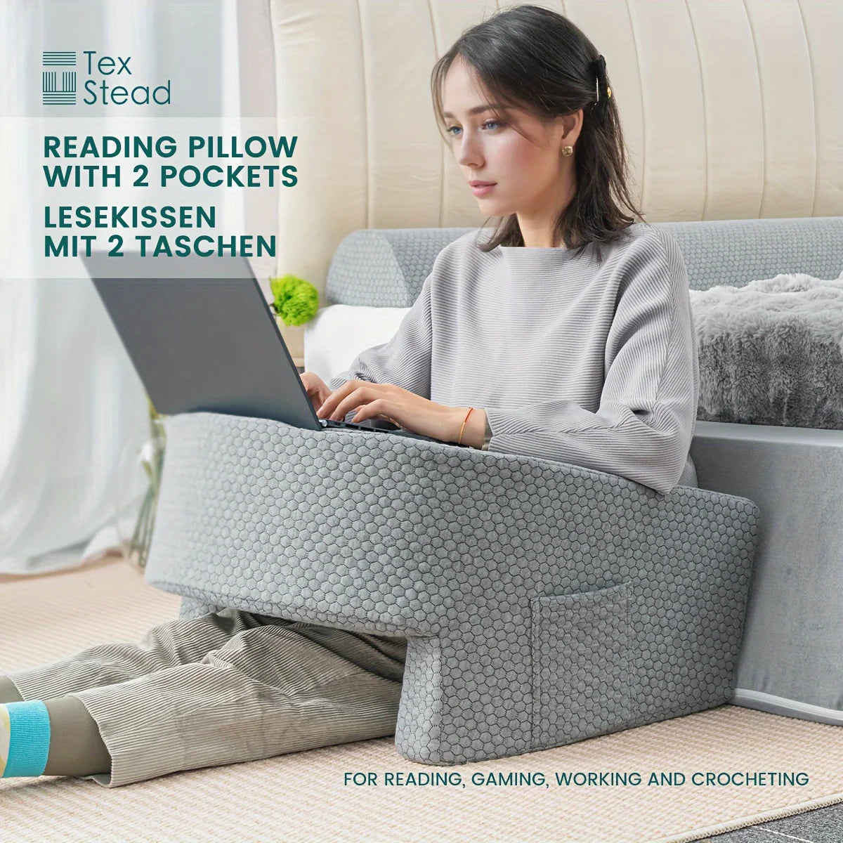 Soft Reading Pillow with Armrests – Ultimate Comfort for Gaming, Working & Lounging