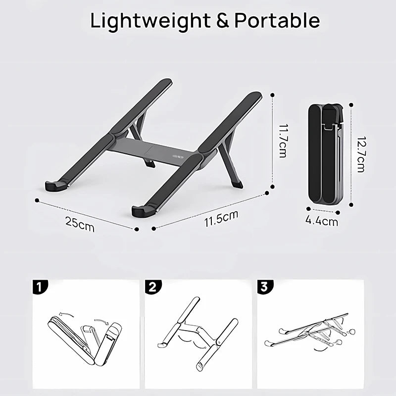 Adjustable Ergonomic Laptop Stand – Foldable, Portable & Sturdy Aluminum Design